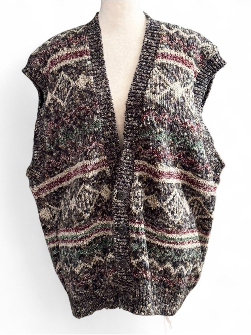 Vintage Tony Lambert Cotton Sweater Vest | Southwestern Diamond Knit | Sz XL